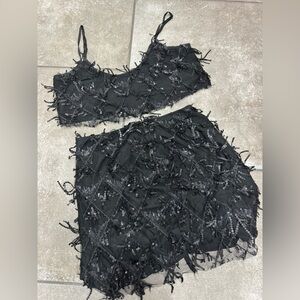 Showpo Black Textured Skirt Set